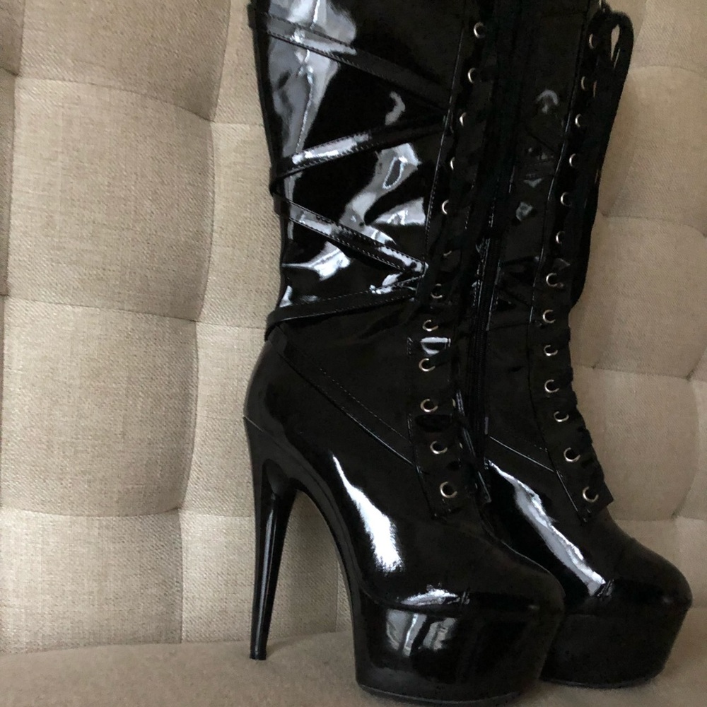 Pleaser knee high zip up boots!